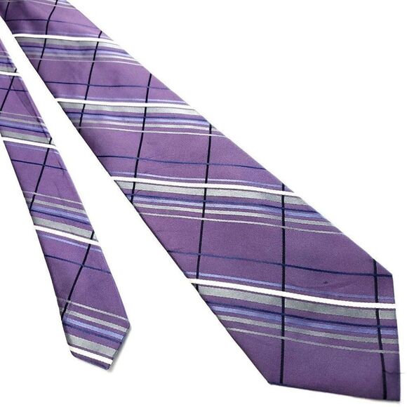 Van Heusen Purple Silk‎ Tie Woven Regimental Stripes - Picture 1 of 5